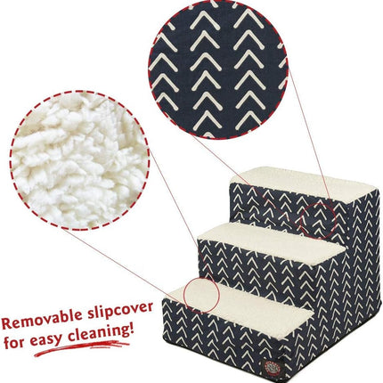 3-Step Portable Pet Stairs with Washable Navy Cover