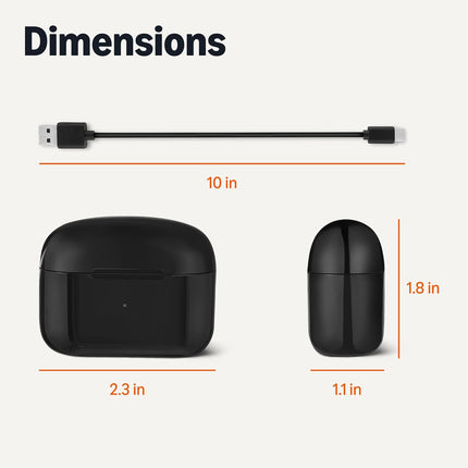 Bluetooth True Wireless In-Ear Earbuds with Mic and Charging Case, Black