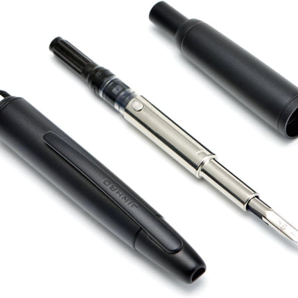 Matte Black Retractable Fine Nib Fountain Pen with Box and Converter Set, Clip Version
