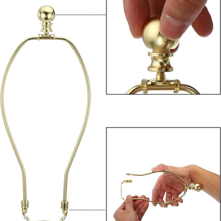 10.5 Inch Gold Tone Lamp Harp Kit with Finial, 2 Set