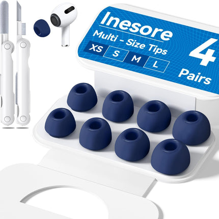 4 Pairs Silicone Replacement Ear Tips with Storage Box and Cleaner Pen