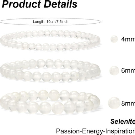 3-Piece Natural Selenite Stretch Bracelet Set
