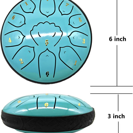 TerraBound TierraRumbo 6 Inch 11 Note Hand-Tuned Steel Tongue Drum with Soothing Sound — Outdoor & Adventure