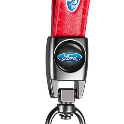 Black Genuine Leather Braided Car Keychain