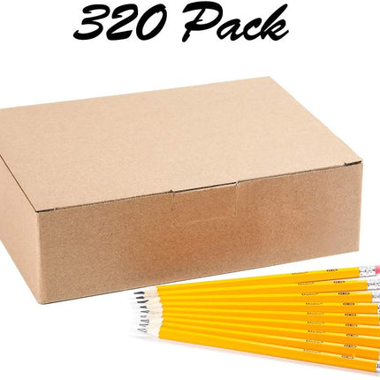 Wood-Cased #2 HB Pencils, Yellow, Pre-Sharpened Bulk Pack, 320 Count