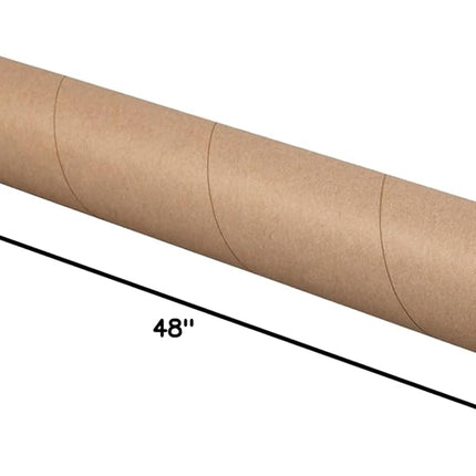 Cardboard Mailing Tubes with Caps, 3 x 36 in, Pack of 24