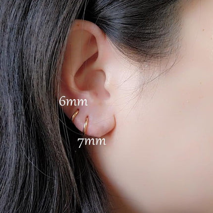 SourcetoHome 1 Pair 6mm Small Hoop Earrings for Women, Dainty 14K Gold Plated Huggie Hoop Earrings Hypoallergenic Lightweight Cartilage Earrings Set for Multiple Piercings for Sensitive (Gold/1.6mm) - General - detail view 4