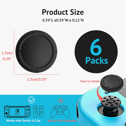 6Pcs Silicone Analog Stick Covers, Joy-con Controller Thumb Grips, Joystick Replacement Caps