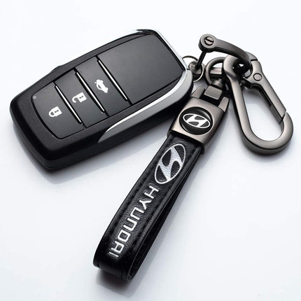 Leather Car Keychain Keyring with Car Key Lanyard