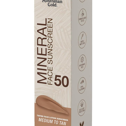 SPF 50 Tinted Mineral Face Sunscreen, Medium to Tan, 2.5 fl oz