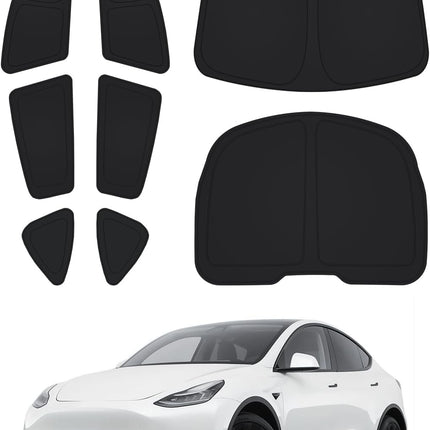 Black 8-Piece Window Sunshade Set for 2020-2024 Model Y