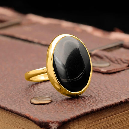 Natural Amazonite Crystal Ring 24K Gold Vermeil 925 Sterling Silver Oval — Home & Lifestyle
