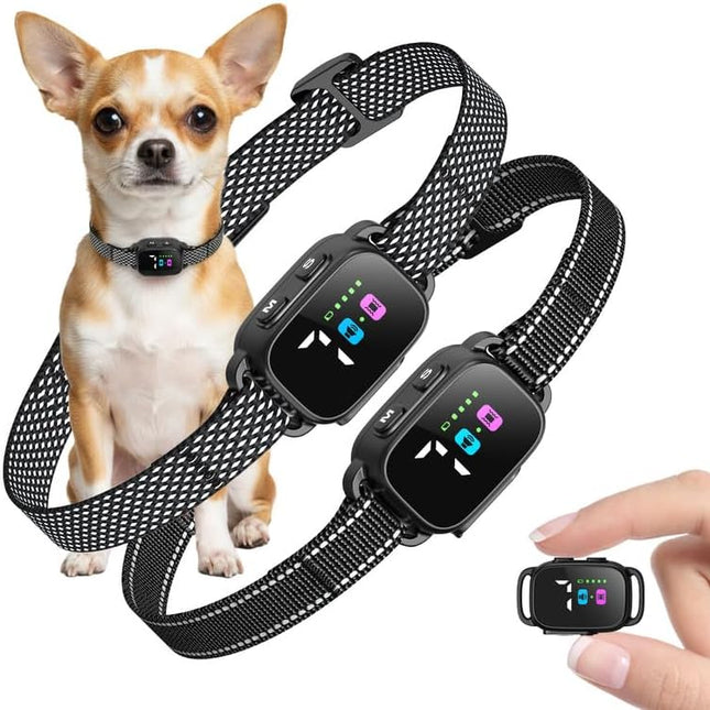 Anti Bark Collar for Small Dogs 2 Pack, No Shock Beep & Vibration, 7 Sensitivity Levels, Smart Bark Detection, Rechargeable IP67 Waterproof, 5-30 lbs