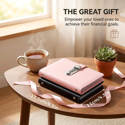 100 Envelope Savings Challenge Book with Password Lock, Black A5 Budget Binder