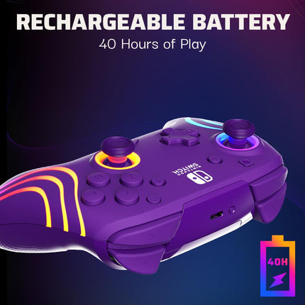 Purple Wireless Pro Controller with Custom RGB Lighting