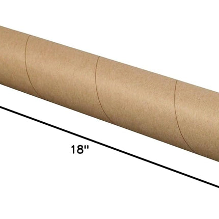 3" x 18" Kraft Mailing Tubes with Caps, Pack of 24