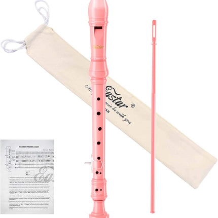 Pink Soprano Recorder for Kids Beginners, German Fingering C Key