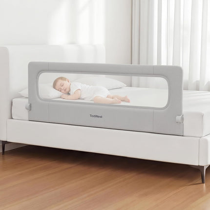 Folding Toddler Bed Rail Guard, Grey, 59" x 21.6"