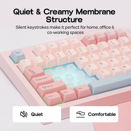 Pink Membrane Gaming Keyboard with TFT Screen, Volume Knob & Number Pad