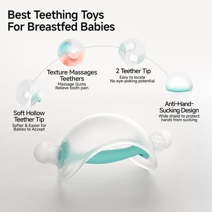 No-Drop Silicone Baby Teether Toy, BPA-Free Teething Relief for Babies 3-18 Months