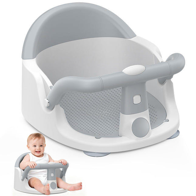 Grey Non-Slip Baby Bath Seat for Babies 6 Months & Up