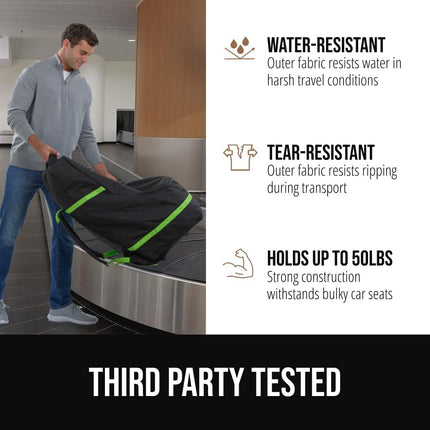 Tear and Water Resistant Padded Car Seat Travel Bag, Green
