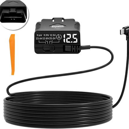 OBD Dash Cam Power Cable USB C with ACC Detection, 11.5ft