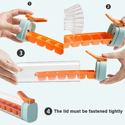 Ice Cube Maker Handle Tray releasing perfectly shaped ice cubes