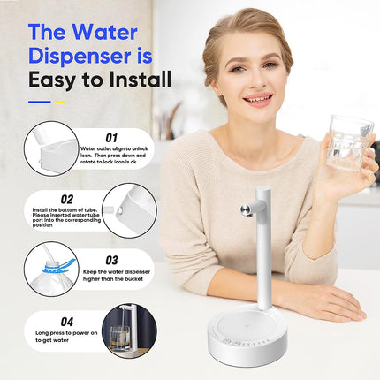 Automatic desktop water dispenser top view showing water bottle placement
