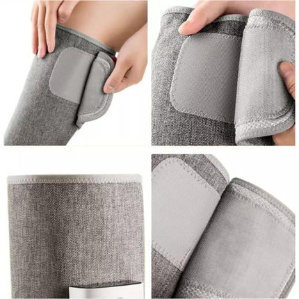 Heating leg massager features infographic with heat and massage benefits