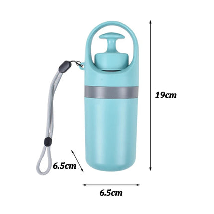 Portable dog poop scooper size comparison showing compact design fits in hand
