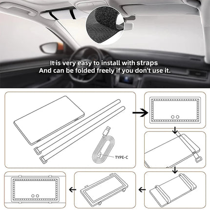 Car makeup mirror product dimensions and size comparison for visor compatibility