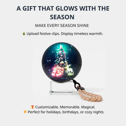 Customizable Video Crystal Sphere on decorative base with soft glow