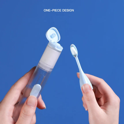 Portable 3 in 1 toothbrush with travel case showing compact storage solution