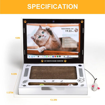 Cat Scratching Board Laptop - lifestyle photo with cat resting on scratcher