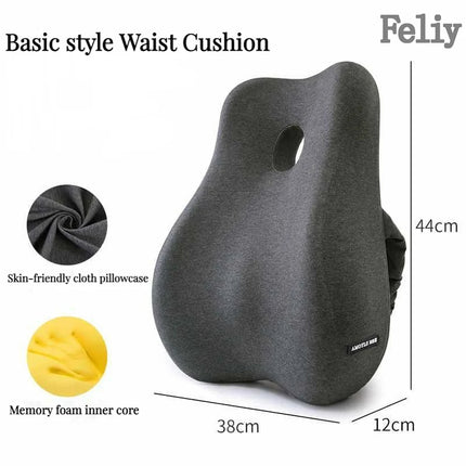 Memory foam office chair cushion showing breathable mesh cover