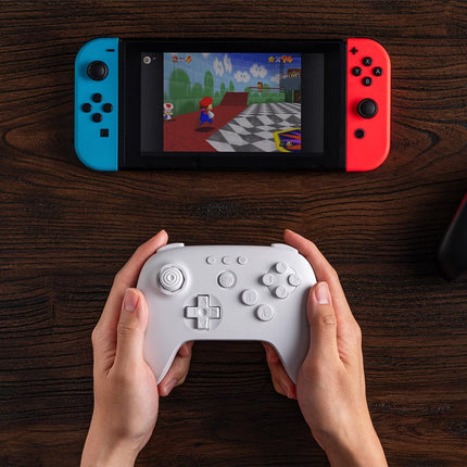 White 64-Style Bluetooth Controller with Hall Effect Joystick