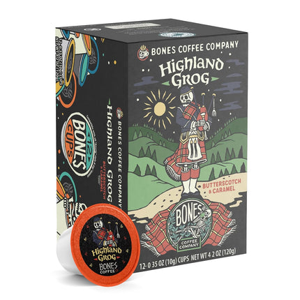 Highland Grog Butterscotch Caramel Flavored Coffee Pods, 12 Count