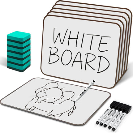 6 Pack Small White Boards, 9" x 12" Double Sided Personal Dry Erase Boards