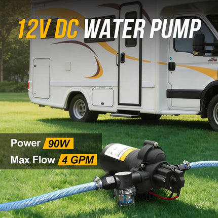 DriveForge ForjaRuta 12V RV Water Pump, 4.0 GPM 45 PSI Diaphragm Pump, 12Volt Quiet Fresh Water — Auto & Moto