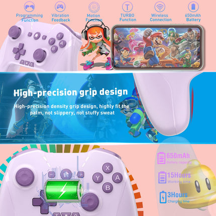 Wireless Bluetooth Game Controller in Black and Purple