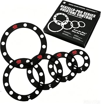 5 Pack Drum Dampening Ring Set, Universal 8-16 in. Tom/Snare Overtone Control Rings, Black