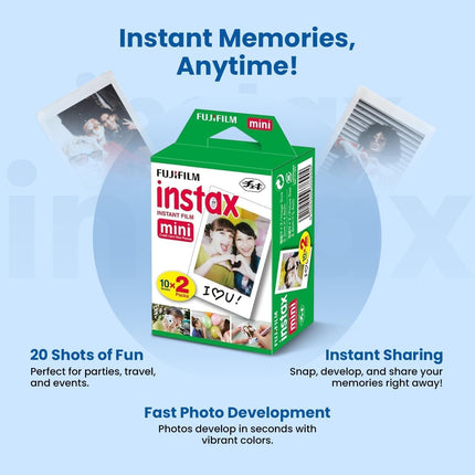 Mini Instant Film 60-Shot Bundle with Cleaning Cloth and AA Batteries