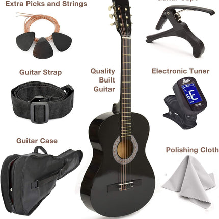 30" Wood Guitar with Case and Accessories for Kids, Girls, Boys, and Beginners