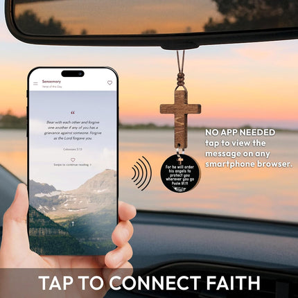 Bible Verse Cross Car Mirror Hanging Ornament Gift for Dad
