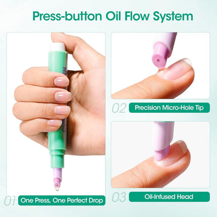 SourceToHome FuenteACasa GELLEN 2Pcs Cuticle Pusher Oil Pen - 6ml Large Capacity Nail Oil Pen with — Home & Lifestyle