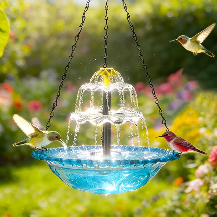 TerraBound TierraRumbo Hanging Solar Bird Bath Fountain, 2026 New Solar Powered Cascading — Outdoor & Adventure