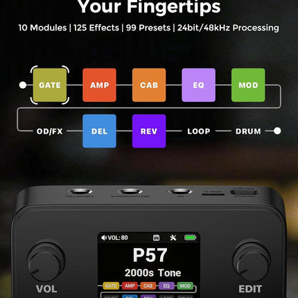 Pocket Guitar Multi Effects Pedal in Black