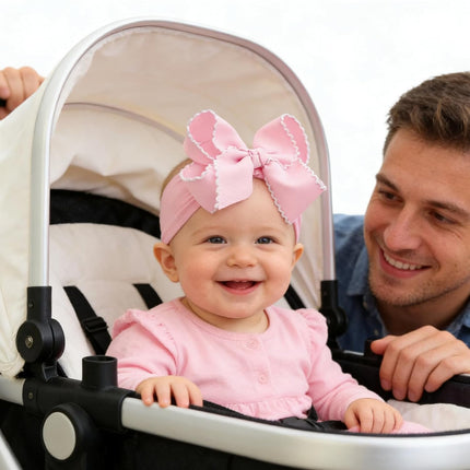 6-Inch Jumbo Pink Baby Bow Nylon Headband