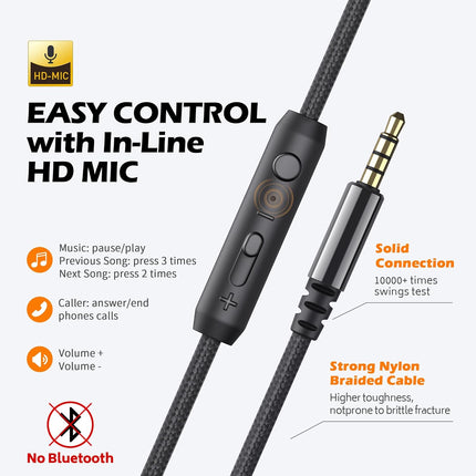 C8 Wired On-Ear Headphones with Microphone and Volume Control